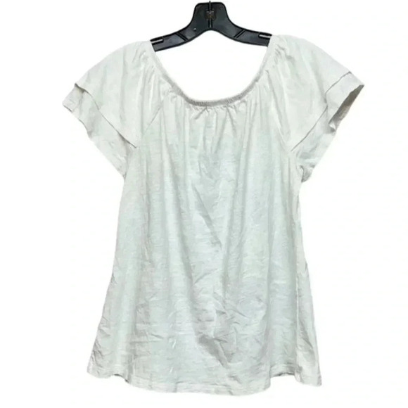 Democracy Women's White Ruffle Sleeve Embroidered Floral Blouse Size M - Picture 2 of 4